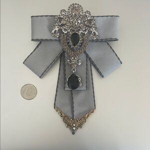 Grey Bow Brooch